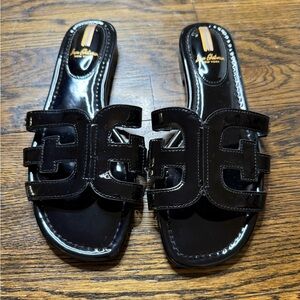 Sam Edelman Bay Slide Sandal Black Patent Leather Size 9
